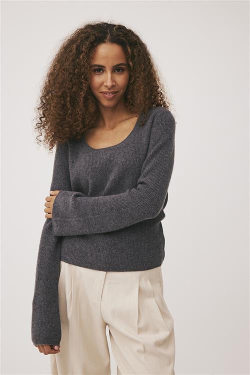 Magasin du Nord Collection Magasin Mabel 6 100 Cashmere Kvinde Dark Grey Melange Sweaters Str XL Cashmere