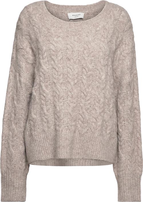 Rosemunde Cable Knit Oneck Kvinde Light Brown Melange Sweaters Str S/M - hos Magasin