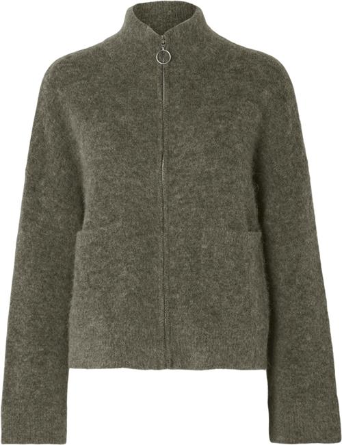 Selected Femme Slfsia RAS LS Knit Zipper Cardigan Kvinde Kalamata/melange Cardigans Str XS - hos Magasin