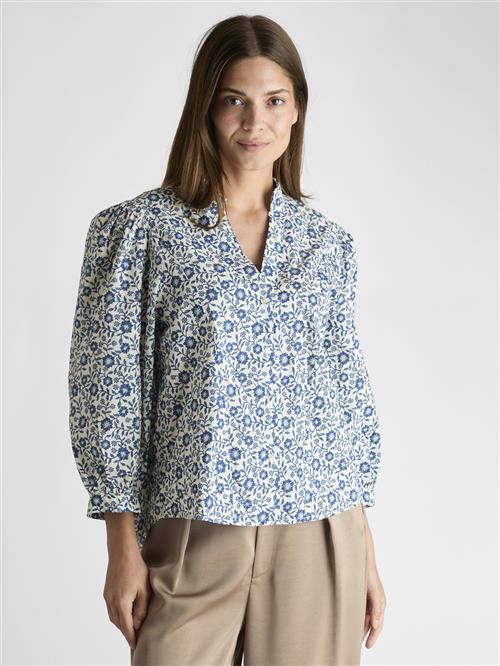 Neo Noir Balza Floral Blouse Kvinde Blue Langærmede Bluser Str 38 - hos Magasin