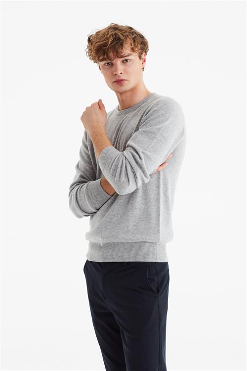 Magasin du Nord Collection Magasin Mads 2 100 Cashmere Mand Light Grey Melange Sweaters Str XL Cashmere