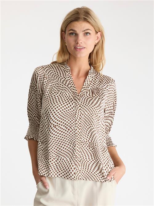 Neo Noir Diana Vibrant Dot Blouse Kvinde Brown Langærmede Bluser Str 36 - hos Magasin