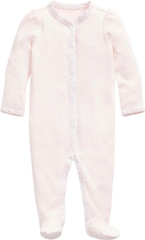 Se Polo Ralph Lauren Floraltrim Cotton Coverall Str 6M / 6-9 mdr - Pink Heldragter hos Magasin ved Magasin