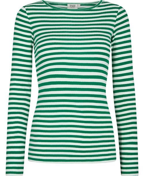 Magasin du Nord Collection Magasin Milla 1G Kvinde Green Tambourine / Star White Stripe Langærmede Tshirts Str S Bomuld