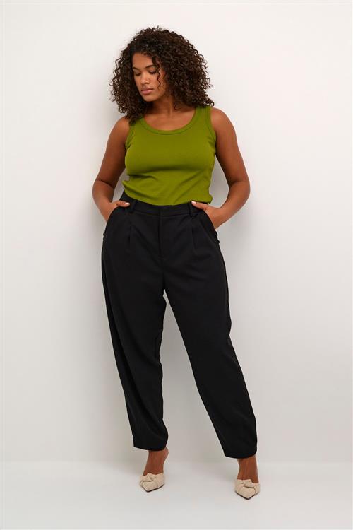 Kaffe Curve Kcmerla Pants Kvinde Black Deep Bukser Med Lige Ben Str 52 - hos Magasin