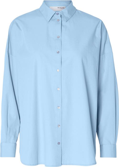 Se Selected Femme Slfdinasanni LS Shirt Noos Kvinde Cashmere Blue Langærmede Skjorter Str 42 - hos Magasin ved Magasin