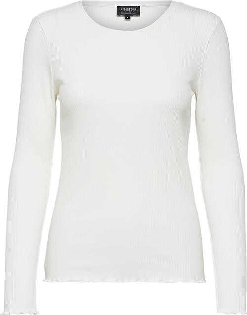 Selected Femme Slfanna LS Crew Neck TEE S Noos Kvinde Hvid Langærmede T-shirts Str L - hos Magasin