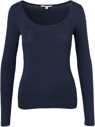 mbyM Anna top Kvinde 368 Navy Blue Langærmede T-shirts Str L - Elastan hos Magasin