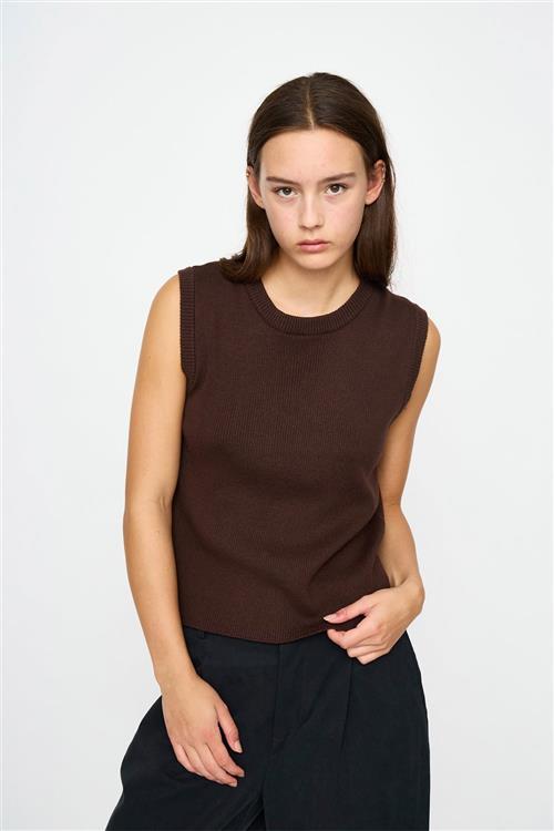 Se esmé studios Esnico Knit Top Kvinde Coffee Bean Kortærmede T-shirts Str S - hos Magasin ved Magasin