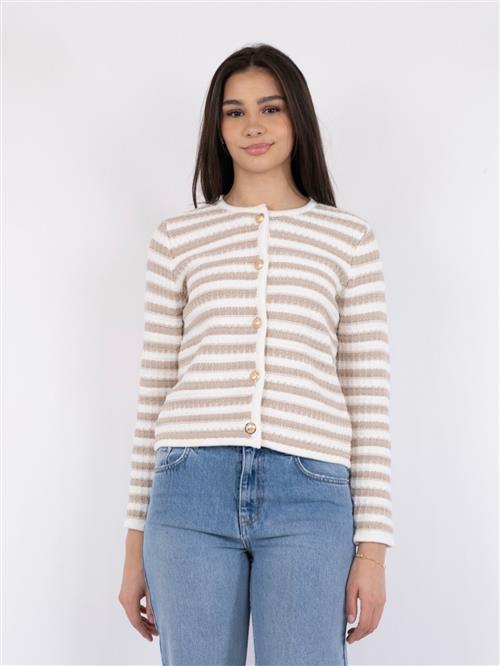 Neo Noir Limone Stripe Knit Jacket Kvinde Asand Overgangsjakker Str 42 - hos Magasin