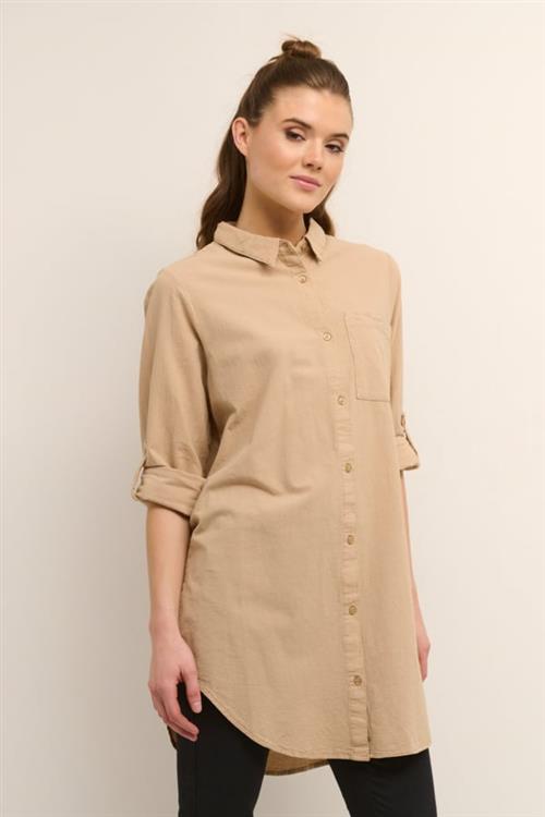 Kaffe Kanaya Shirt Tunic Kvinde Classic Sand Tunikaer Str 40 - Bomuld hos Magasin