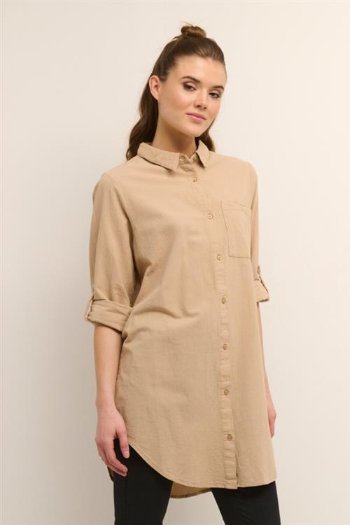 Kaffe Kanaya Shirt Tunic Kvinde Classic Sand Tunikaer Str 34 - Bomuld hos Magasin