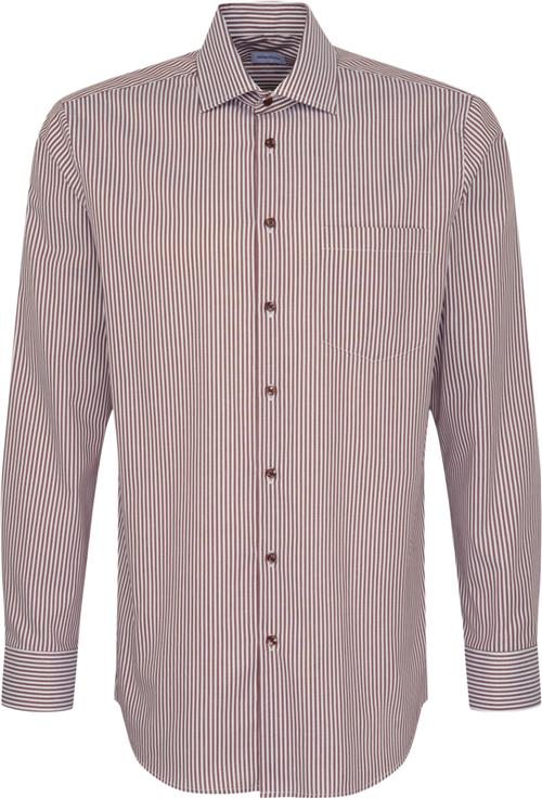 Seidensticker Business Shirt Regular Long Sleeve Kentcollar Stripes Mand Brown Langærmede Skjorter Str 44 - Bomuld hos Magasin