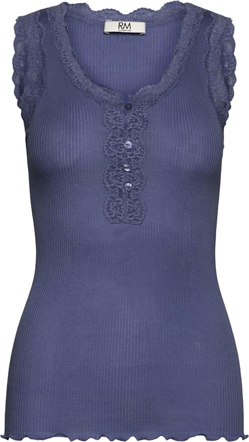 RM by Rosemunde Rmwbalta Modal SL Lace Placket top Kvinde Blå Toppe Str XS - Bomuld hos Magasin