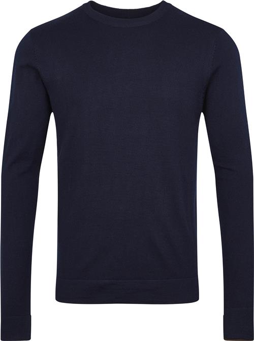 Se Lindbergh Merino Strik med Rund Hals Mand Navy Sweaters Slim Fit Str S Merino - hos Magasin ved Magasin