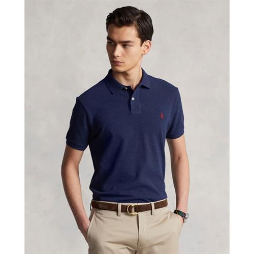 Polo Ralph Lauren Custom Slim Fit Mesh Polo Shirt Mand Spring Navy Heather/c3958 Kortærmede Poloer Str M - Bomuld hos Magasin