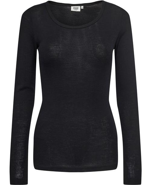 Magasin du Nord Collection Magasin Celia 3 100 RWS Merino Wool Kvinde Black Langærmede Tshirts Str XS Merino