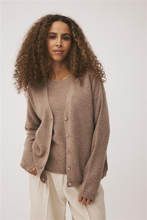 Magasin du Nord Collection Magasin Mabel 5 100 Cashmere Kvinde Sand Melange Cardigans Str M Cashmere