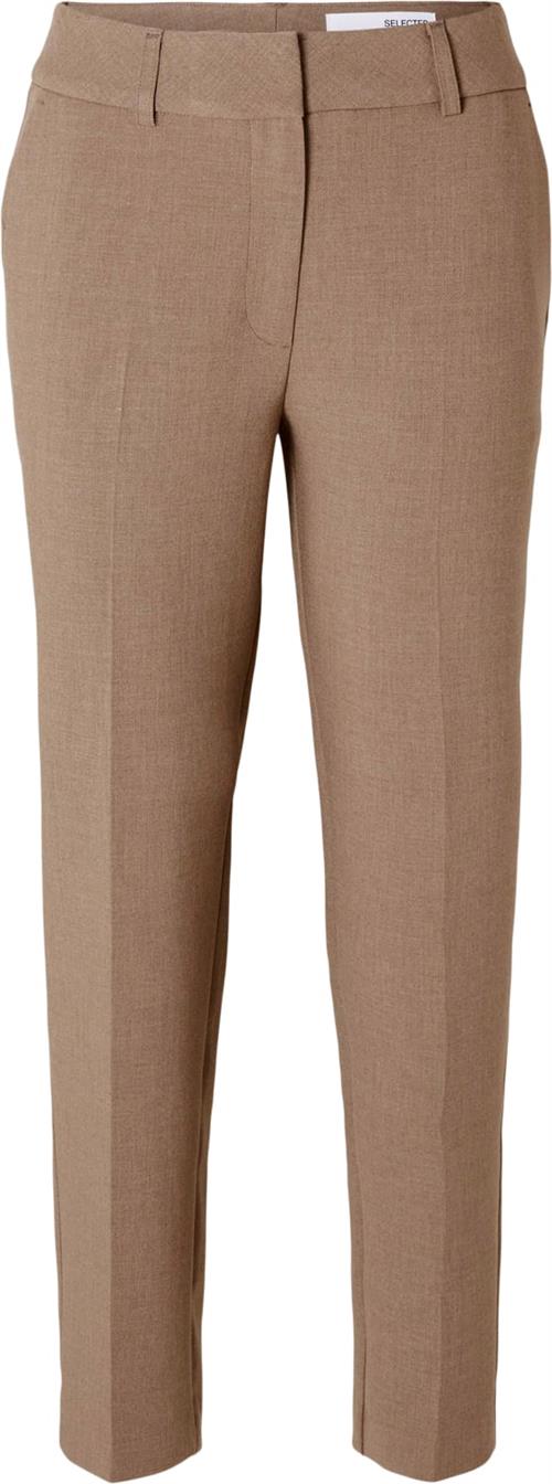 Se Selected Femme Slfritaria MW Crop Pant Camel MEL Kvinde Camel/melange Bukser Med Smalle Ben Str 42 - hos Magasin ved Magasin