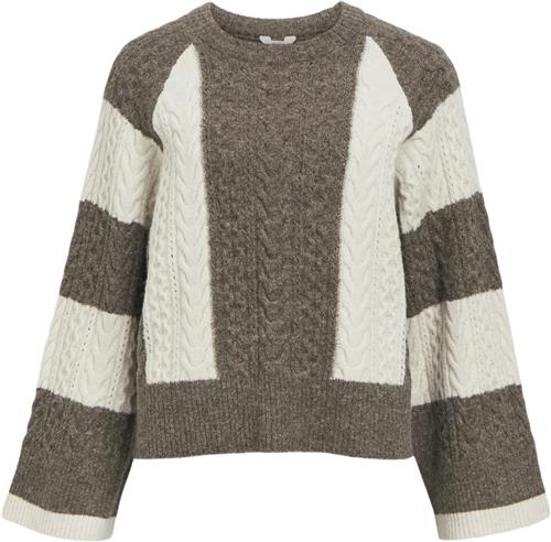 Object Objrosa Knit L/S RE Pullover 134 Kvinde Morel/white Sand Toppe Str M - hos Magasin