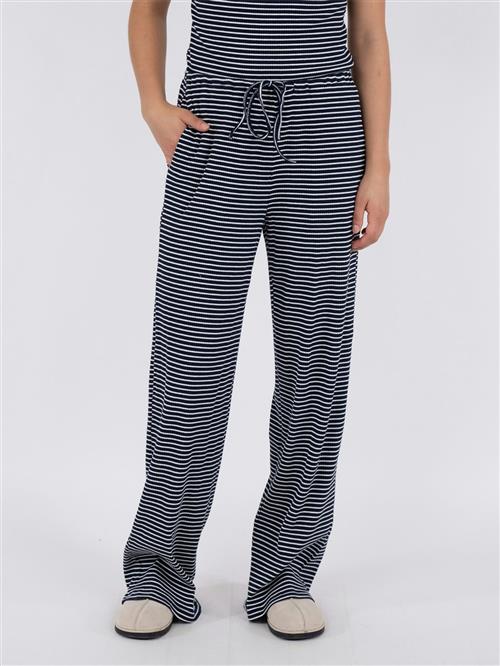 Neo Noir Geri Stripe Pants Kvinde Dark Navy Bukser Med Brede Ben Str 38 - hos Magasin