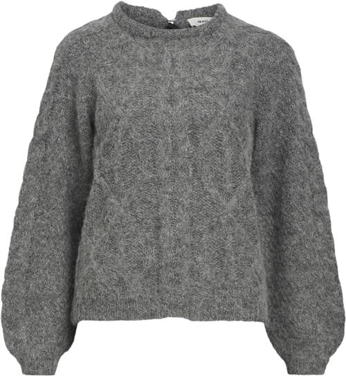 Se Object Objsmilla Knit RE L/S Pullover CC1 Kvinde Medium Grey Melange Toppe Str S - hos Magasin ved Magasin