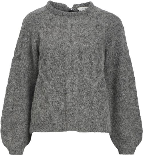 Object Objsmilla Knit RE L/S Pullover CC1 Kvinde Medium Grey Melange Toppe Str XL - hos Magasin