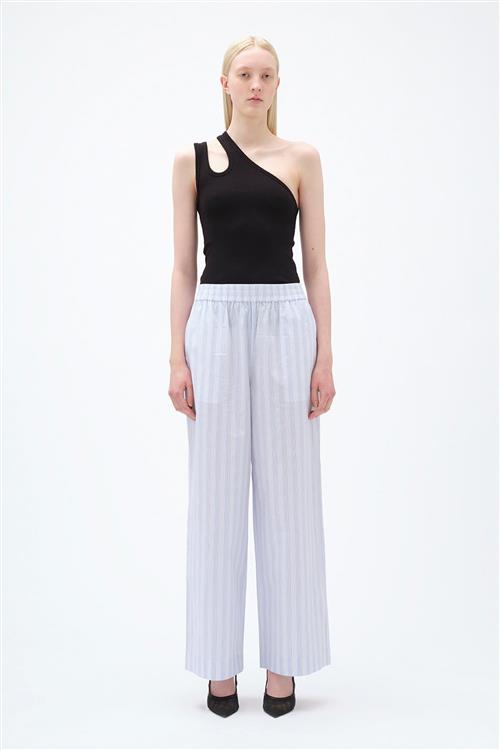 REMAIN Striped Wide Pants Kvinde Grapemist Comb. Bukser Med Brede Ben Str 38 - hos Magasin