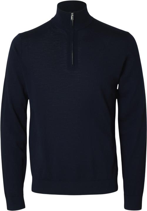 Se Selected Homme Slhtray LS Knit Merino Half ZIP NOO Mand Blå Sweatshirts Str XXL Merino - hos Magasin ved Magasin