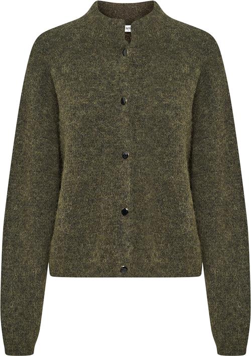 Se Gestuz Alphagz Short Cardigan Noos Kvinde Dark Olive Mélange Cardigans Str S - hos Magasin ved Magasin