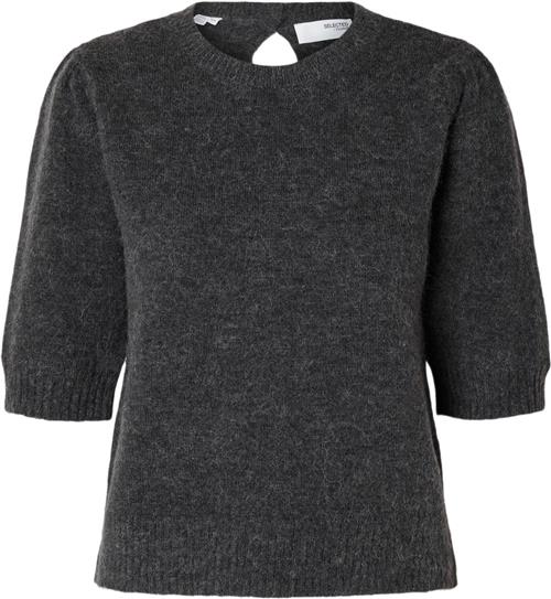 Se Selected Femme Slflulu SS Open Back Knit Oneck NO Kvinde Volcanic Ash/melange Sweaters Str L - hos Magasin ved Magasin