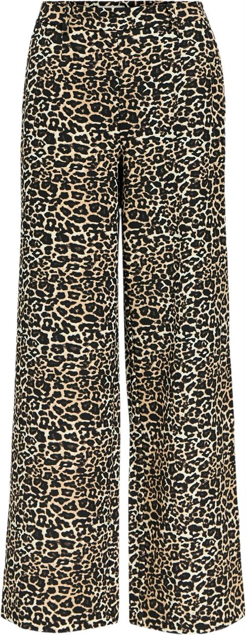 Object Objalba Lisa Wide Pant Print Noos Kvinde Humus/leo Bukser Med Brede Ben Str 42 - hos Magasin