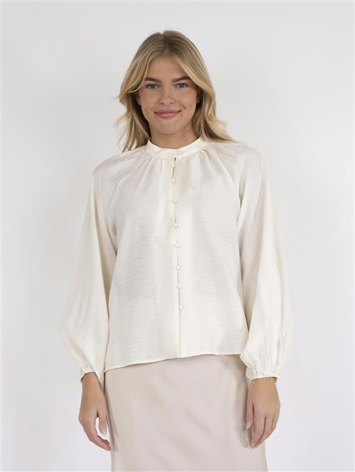 Neo Noir Camille Solid Blouse Kvinde Off White Langærmede Bluser Str 42 - Viskose hos Magasin