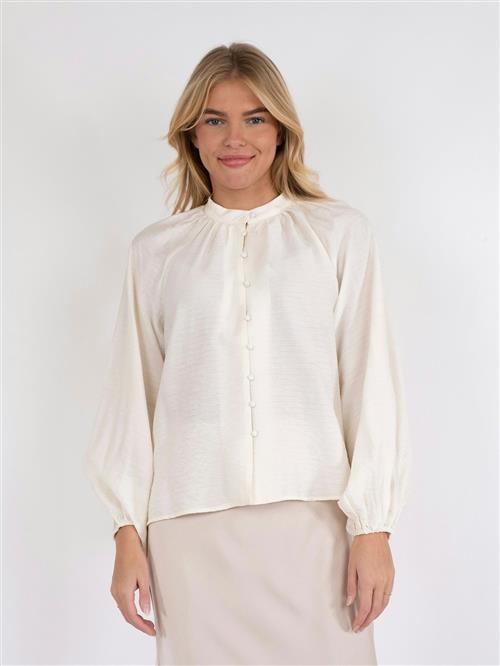 Neo Noir Camille Solid Blouse Kvinde Off White Langærmede Bluser Str 36 - Viskose hos Magasin