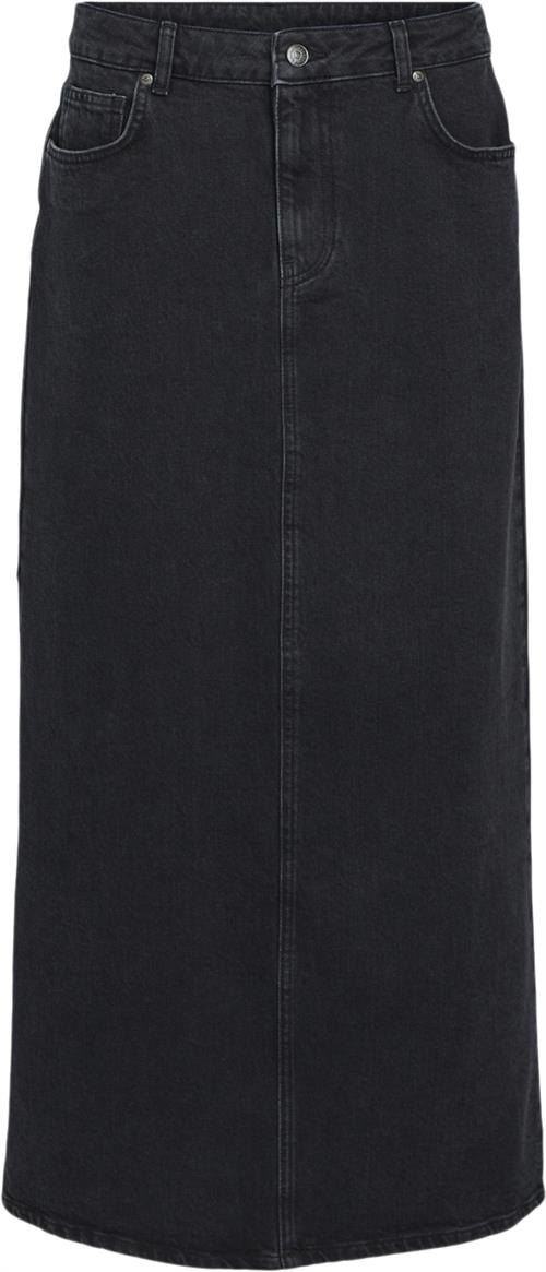 Object Objellen MW Long Denim Skirt Noos Kvinde Black Denim Maxi Nederdele Str S Denim - hos Magasin