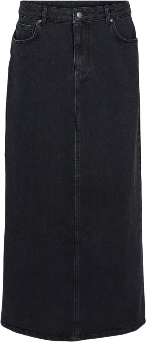 Object Objellen MW Long Denim Skirt Noos Kvinde Black Denim Maxi Nederdele Str M Denim - hos Magasin