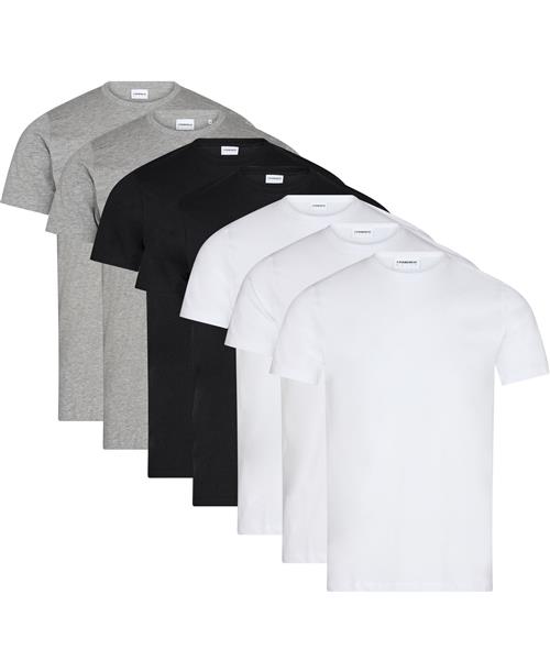 Lindbergh Basic Oneck tee S/S 7 Pack Mand Wh/bl/gr Kortærmede T-shirts Regular Fit Str L - hos Magasin