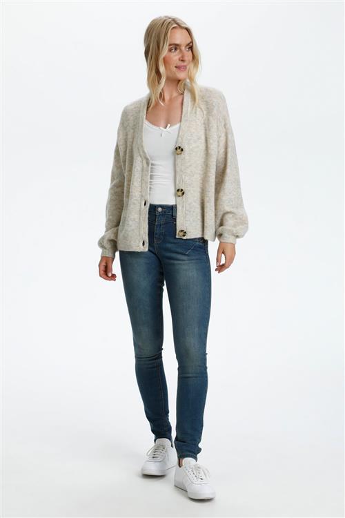 Se Cream Crmerle OZ Knit Cardigan Kvinde Oat Melange Cardigans Str L - hos Magasin ved Magasin