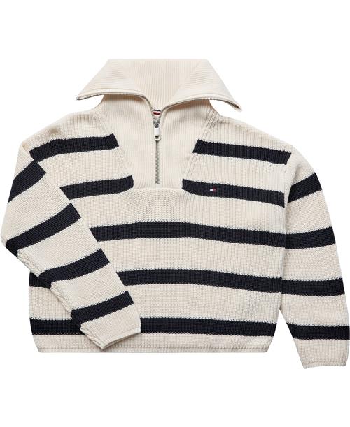 Tommy Hilfiger Stripe Half ZIP Sweater Str 5 år / 110 cm - Blue Stripe Strik hos Magasin