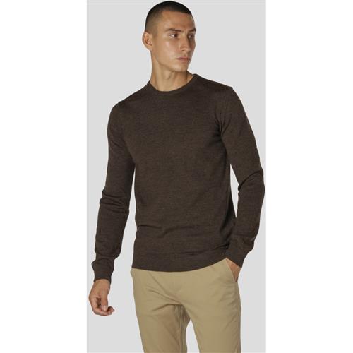 Se Clean Cut Copenhagen Merino Wool Crew Mand Brown Melangè Sweaters Str L Merino - hos Magasin ved Magasin