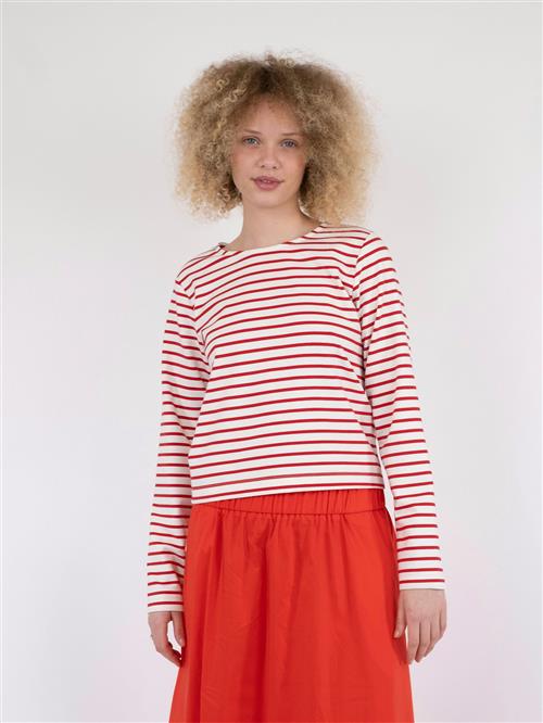 Neo Noir Claudio Stripe Blouse Kvinde Red Langærmede T-shirts Str 40 - hos Magasin