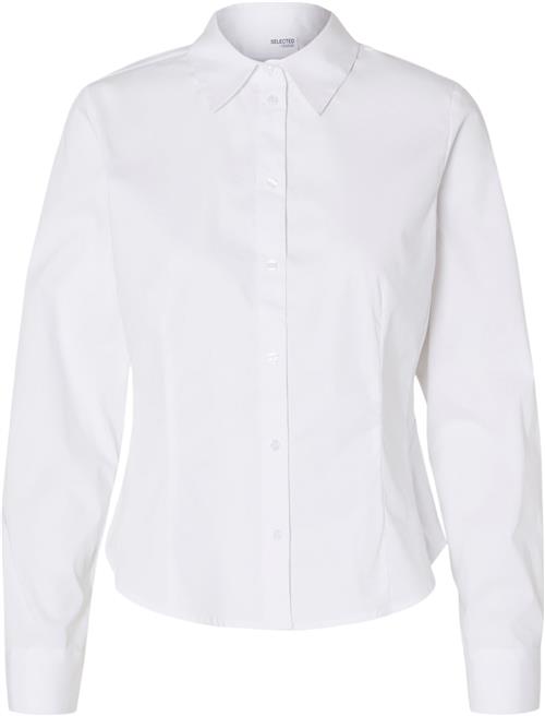 Selected Femme Slfamira LS Fitted Shirt Noos Kvinde Hvid Langærmede Skjorter Slim Fit Str 40 - hos Magasin