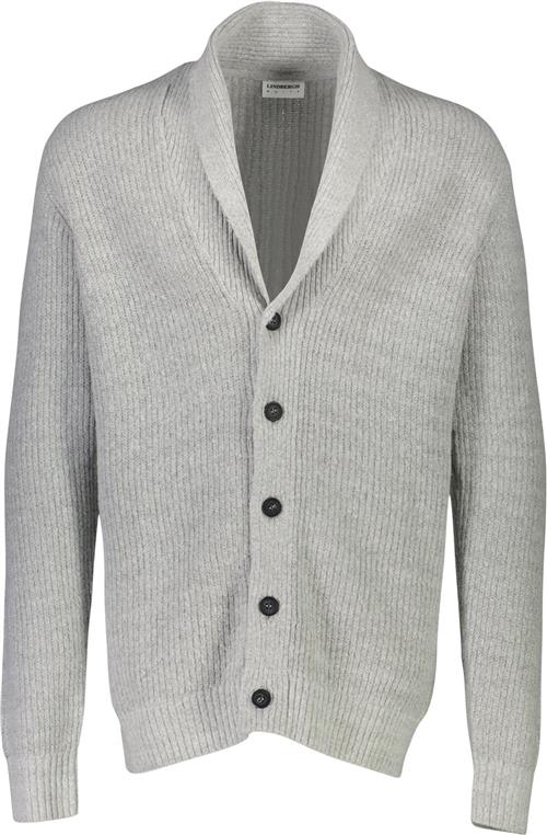 Lindbergh Shawl Collar Knit Cardigan Mand Grå Cardigans Relaxed Fit Str S - Bomuld hos Magasin