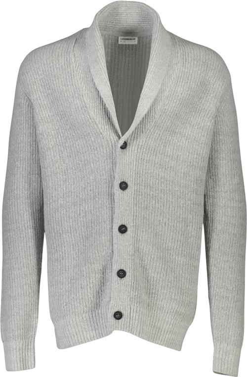 Lindbergh Shawl Collar Knit Cardigan Mand Grå Cardigans Relaxed Fit Str XXL - Bomuld hos Magasin