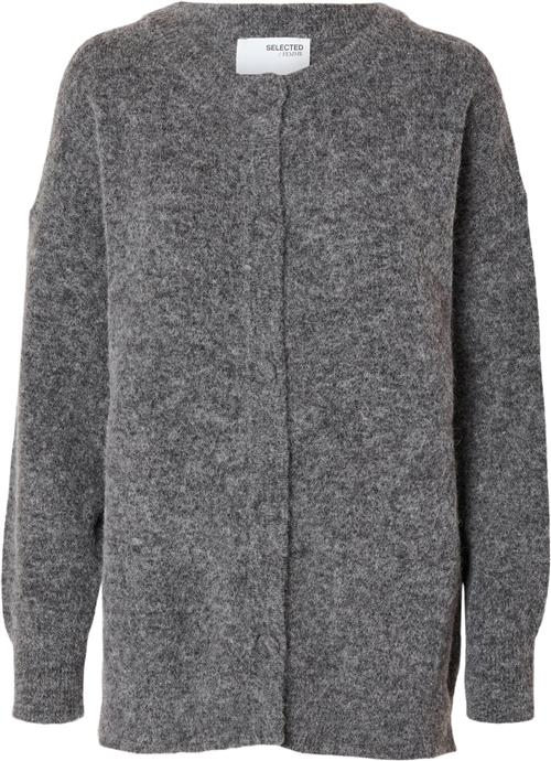 Selected Femme Slfsia RAS LS Knit Long Cardigan NO Kvinde Grå Sweaters Loose Fit Str XS - hos Magasin