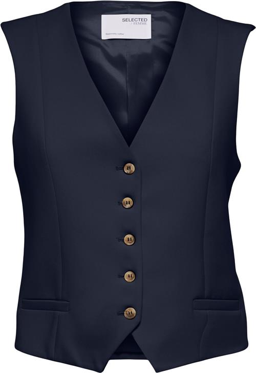 Se Selected Femme Slfrita Vest EX Dark SAP MEL Kvinde Dark Sapphire/melange Veste Str 42 - hos Magasin ved Magasin