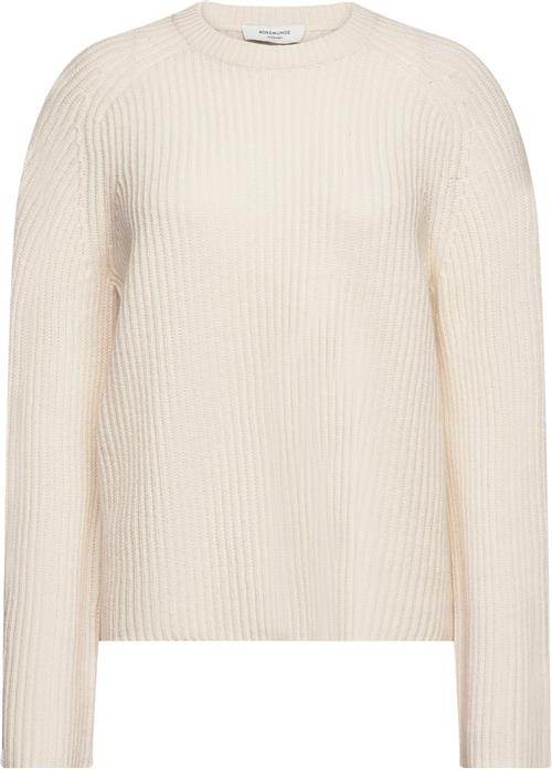 Rosemunde Fisherman rib Pullover Kvinde Hvid Sweaters Str L - Uld hos Magasin