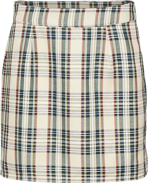 Something New Sncourteney HW Slit Mini Skirt NS Kvinde Oatmeal/checks Korte Nederdele Str L - hos Magasin