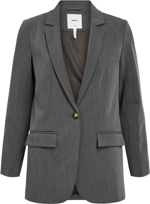 Object Objsigrid L/S Blazer Noos Kvinde Medium Grey Melange Blazere Str 38 - hos Magasin