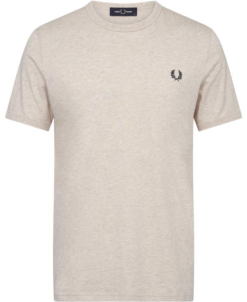 Fred Perry M3519 Mand Porridge Marl Kortærmede T-shirts Str S - Bomuld hos Magasin